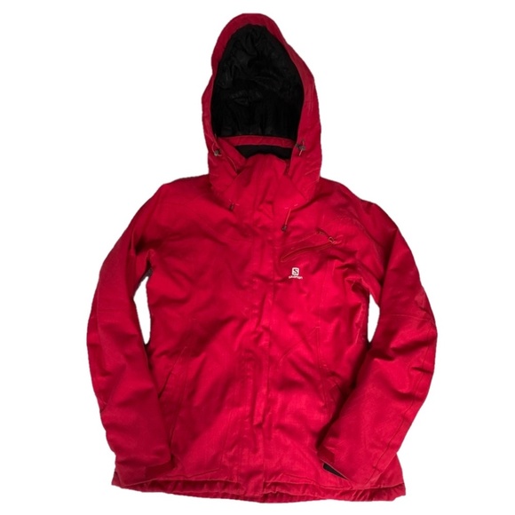 Salomon Red Winter Snow Jacket Coat Sporty Ski Snowboard Activewear Woman XL - Picture 2 of 13